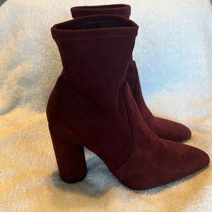 Burgundy Suede Booties